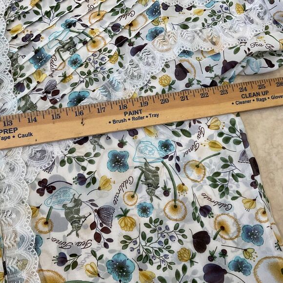 POL Lace detail button up blouse top women size L floral novelty print high neck - Picture 8 of 12